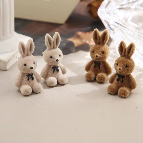Plush Velveteen Rabbit Easter Stud Earrings - Picture 1 of 10